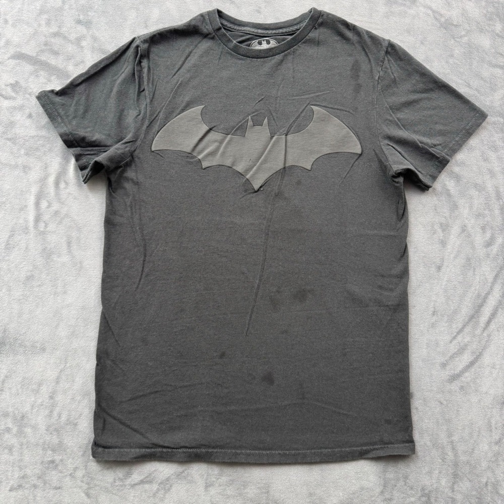 Batman DC Comics Graphic T-Shirt Charcoal Gray Bat Logo Small Short Sleeve Tee